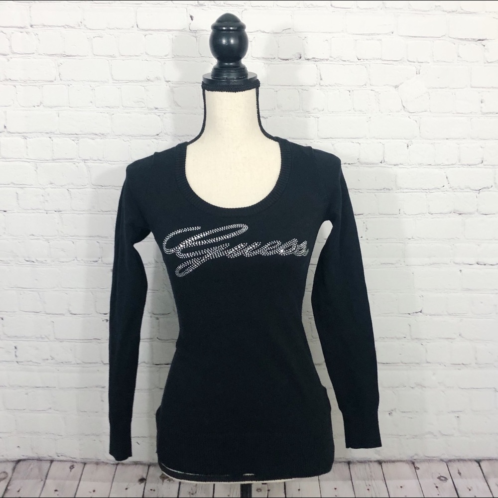 Guess Black Lace Back Sweater Size M